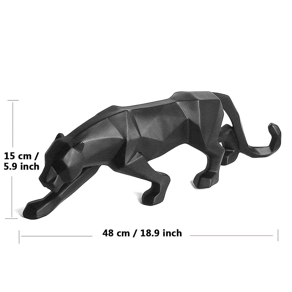 Abstract Leopard Statues Panther Sculpture Hand Craved Animal Resin Modern Home Decoration Big Black