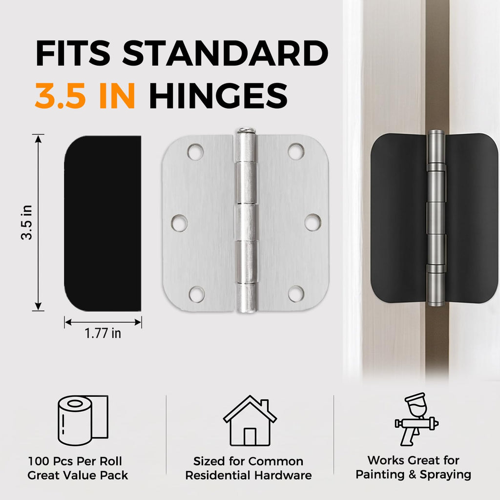 100 Pack 3.5" Door Hinge Masking Covers for Painting
