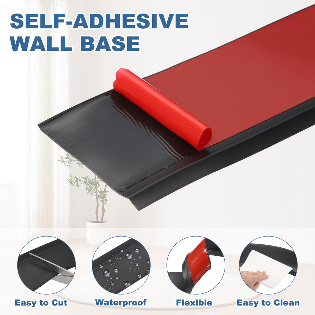 Peel and Stick Molding Trim for Wall,16.4'x4" Baseboard Trim,Black