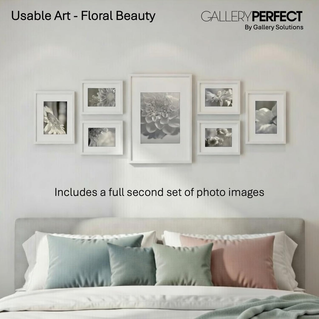 Multi-Size Picture Frame Set 7 Pack, White Gallery Wall Frames with Hanging Hardware, Clear Glass - One 12x16, Two