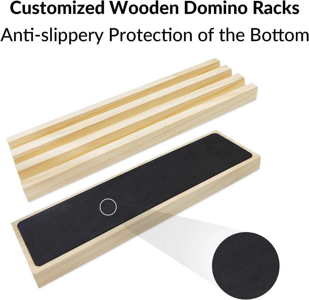 Mexican Train Dominoes Set with Numbers and 8 Wooden Racks, Double 12 Domino Travel Set with Wooden Hub, 91 Colored
