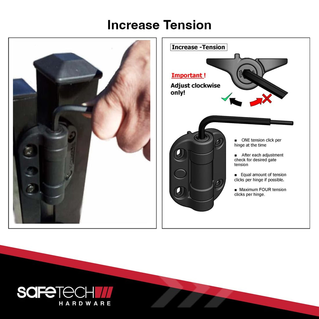Self Closing Gate Hinges | Self-Aligning Heavy Duty Spring Hinges | Adjustable Tension | Pool Safety Hinge