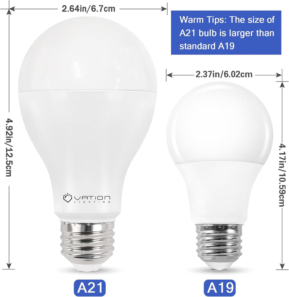 A21 18W Dimmable LED Light Bulb, 150-200 Watt, 3000K Warmwhite, 3000 Lumen