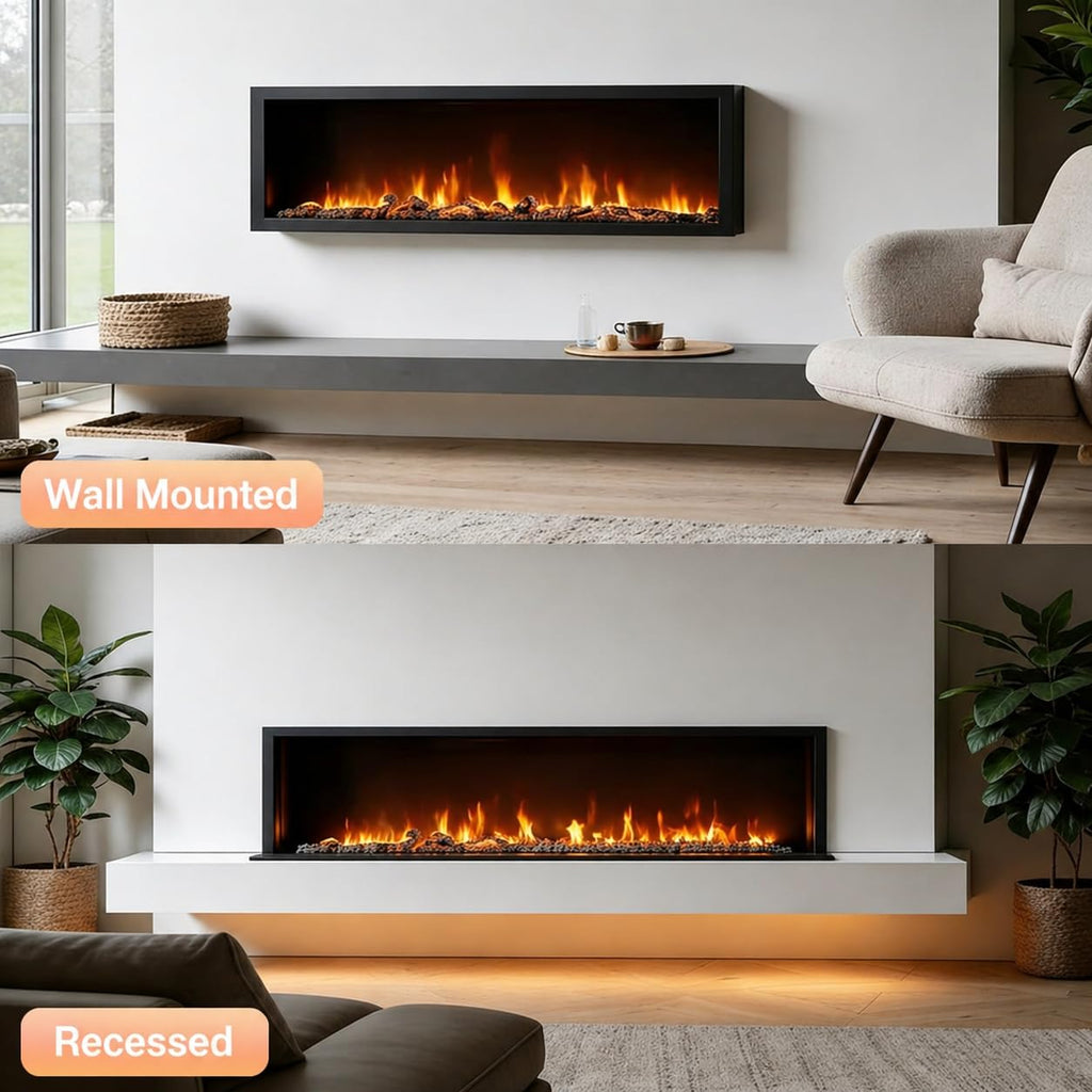 60" Smart Linear Electric Fireplace, WiFi App Voice & Remote Control
