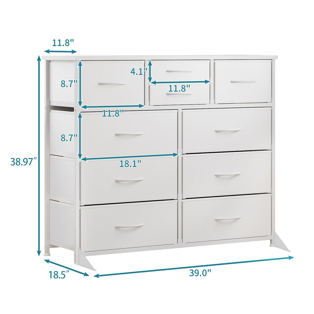 10 Drawers Dresser, Chest of Drawers for Closets, Black