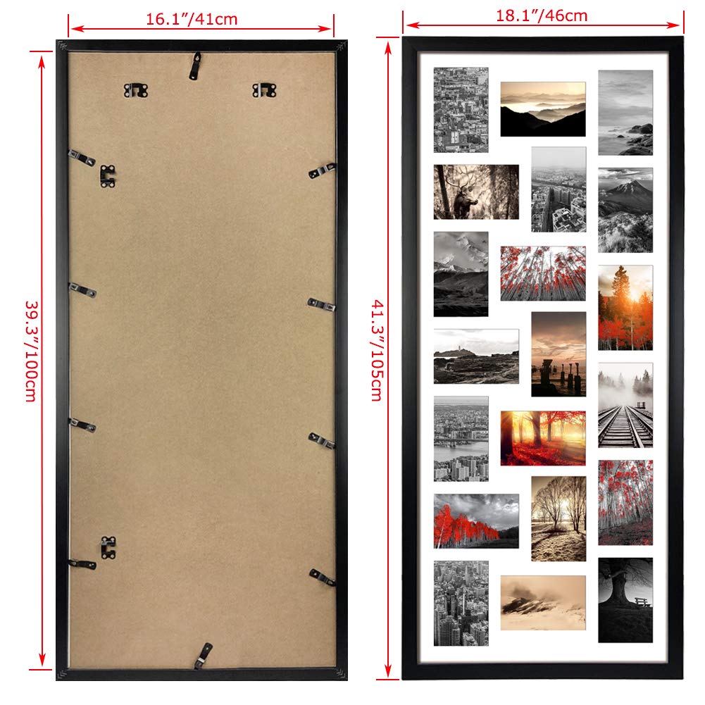 20 Opening 4x6 Collage Picture Frame Set of 2, 18.1x41.3 inches Black Multiple Frames Display 4 by 6 inch Photos with