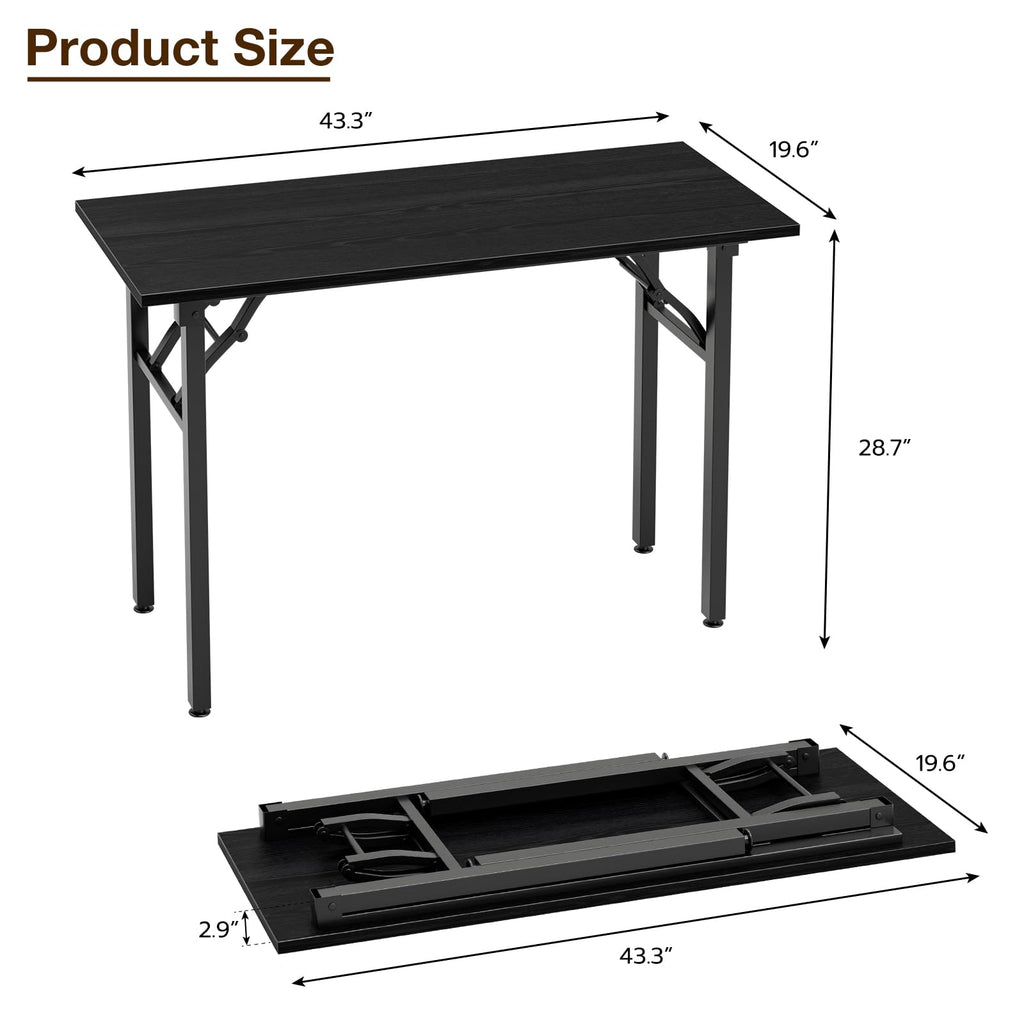 Small Computer Desk Folding Table - 43.3" Foldable Office Desk, No Assembly, Perfect for Small Spaces, or Apartment