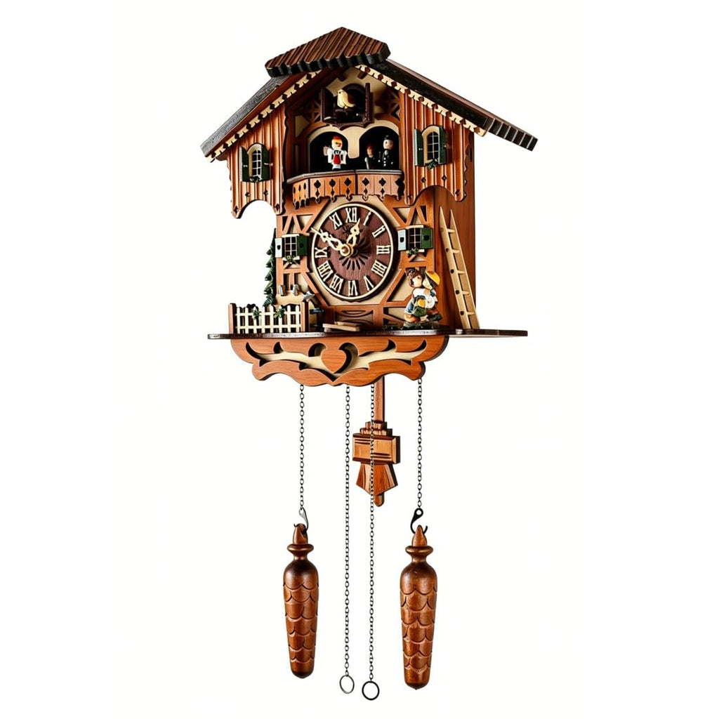 Cuckoo Clock, Black Forest Wooden Cuckoo Clock with Dancing Figures