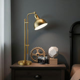 Industrial Adjustable Desk Lamp, Farmhouse Table lamp 29''-38'', Rustic Metal Task Desk Lamp in Brushed Gold Finish