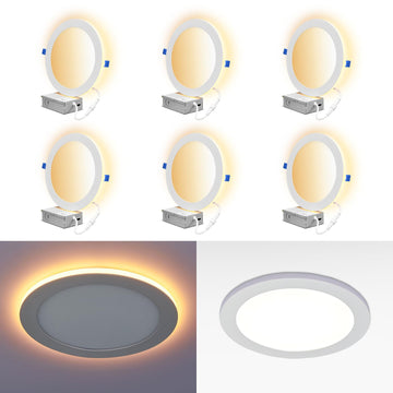 6 Pack 8 Inch LED Recessed Lights with Night Light, 8.2" Cutout