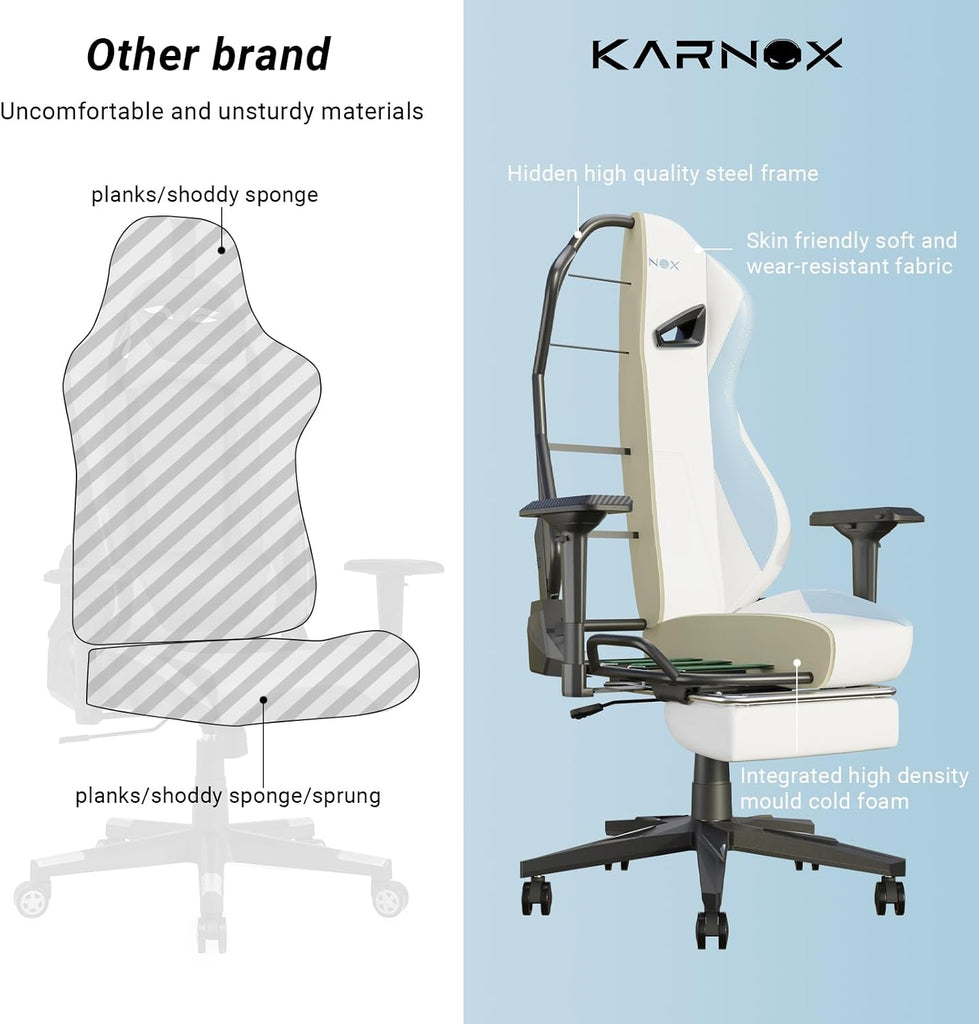 Ergonomic Gaming Chair PU Leather with Footrest for Adults for Girls,White