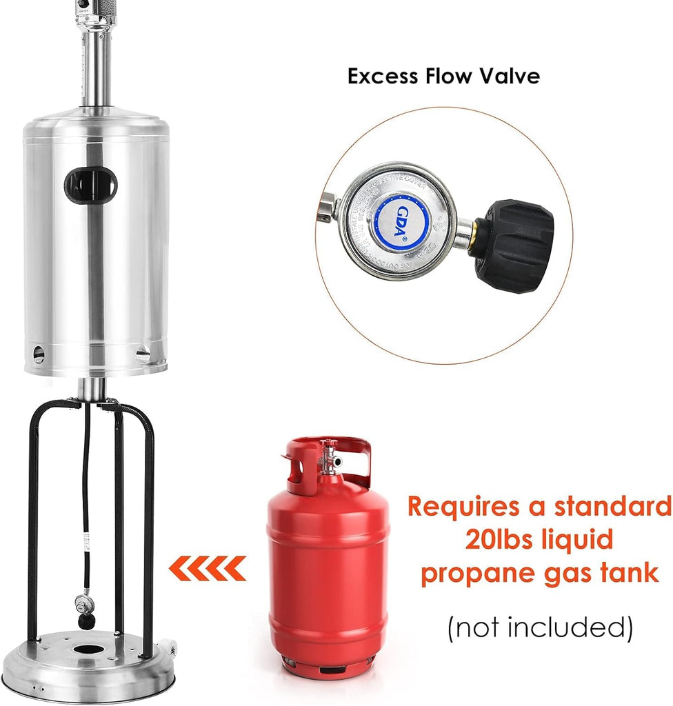 Patio Heater Outdoor, 50000 BTU Gas Patio Heater with Trip-over Protection & CSA Certified, Stainless Steel Outdoor