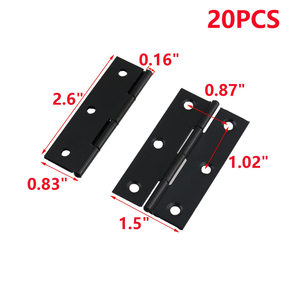20PCS Stainless Steel Black Folding Hinges, 2-3/5 Inch