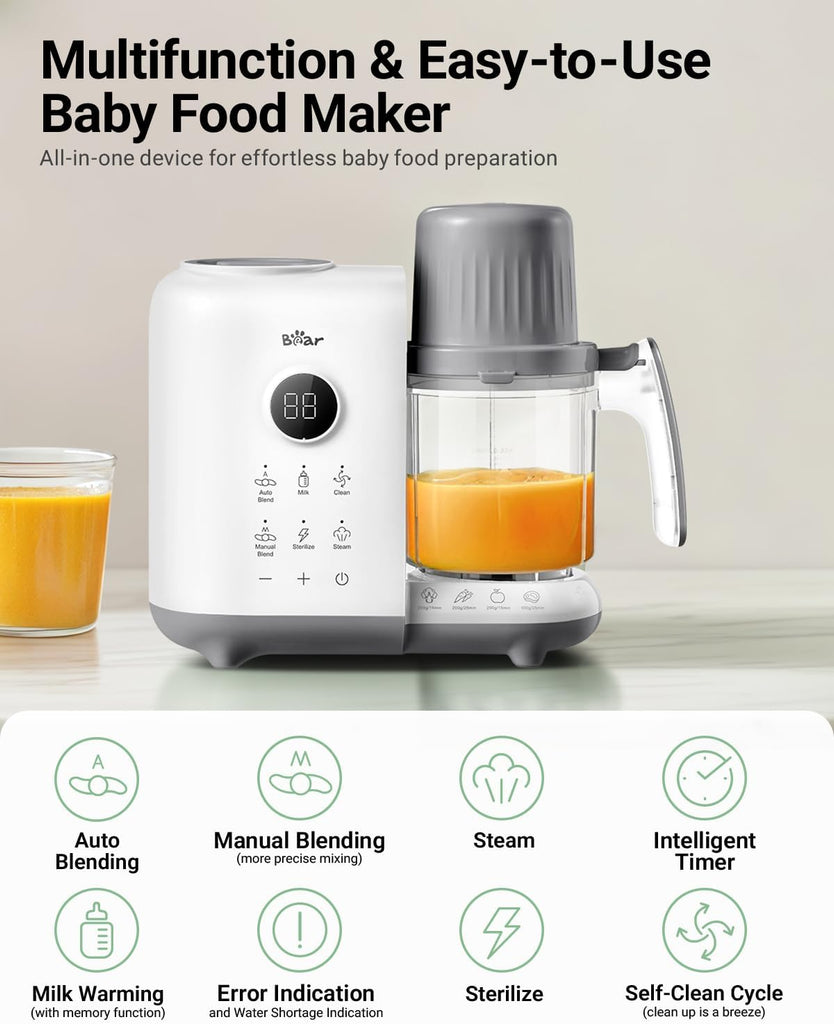 Baby Food Maker Steamer&Blender with Dual-Layer Steam Baskets, 18.5oz