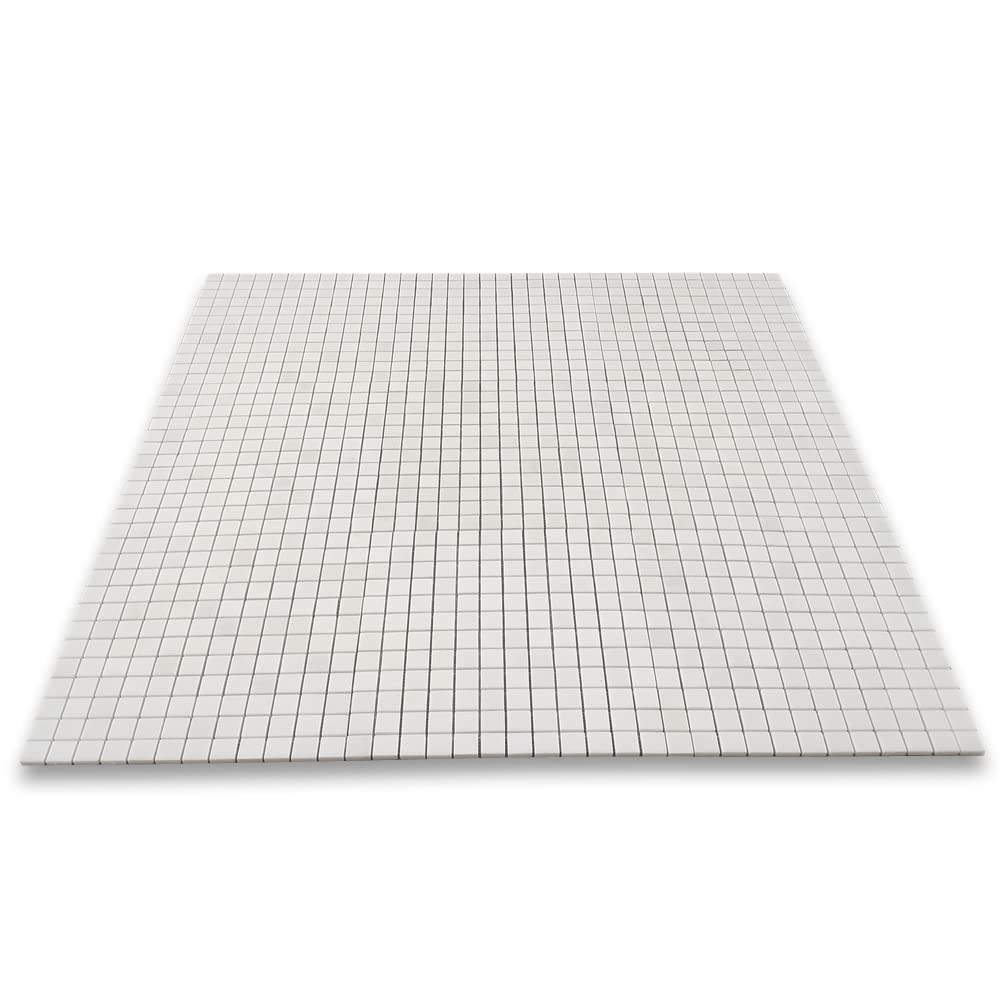 Thassos White Marble 1x1 Square Mosaic Tile Honed Kitchen Bath Wall Floor Backsplash Shower (1 Sheet)