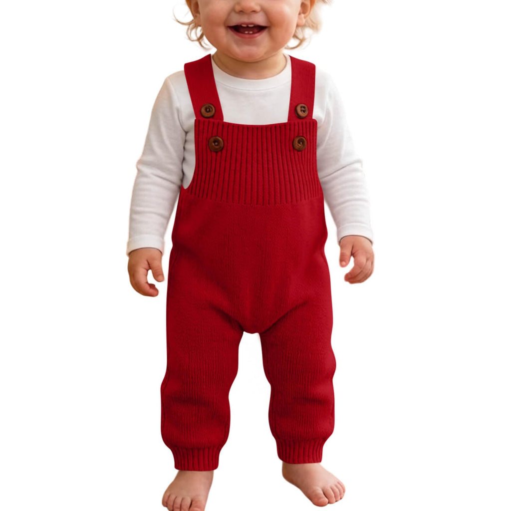 Baby Sweater Romper Knit Solid Color Clothes Suspender Pants Cute Overalls Jumpsuit with Shoulder Straps