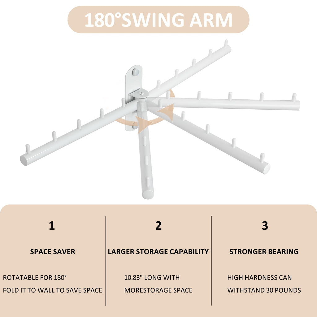 Swing Clothes Hanger Rack, Garment Racks 9.45" Long, White-2Pack