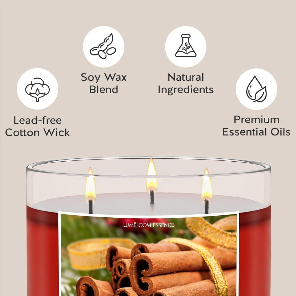 Cinnamon Candles, 14.5oz Large 3-Wick Candles Scented - Set of 145