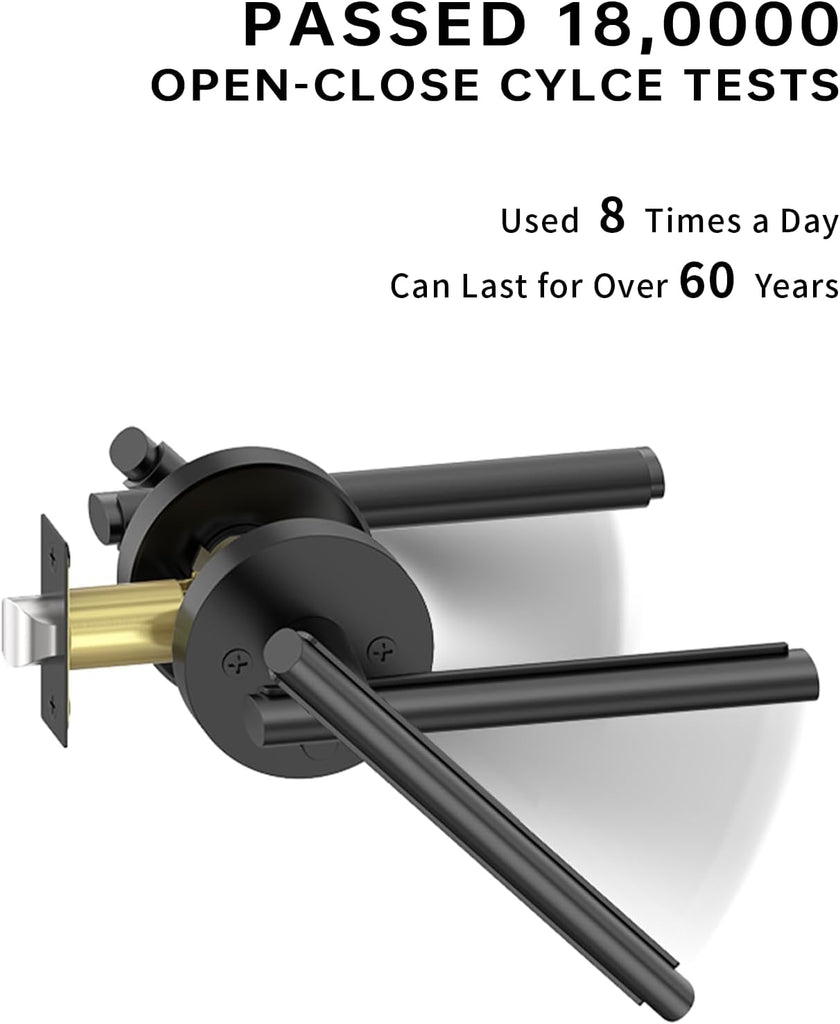 6 Pack Matte Black Privacy Door Lever, German Craftsmanship Door Handles Indoor or Bathroom