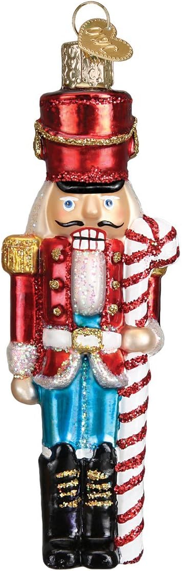Peppermint Nutcracker Glass Blown Ornament, Handcrafted Holiday Decoration, Holiday Collection