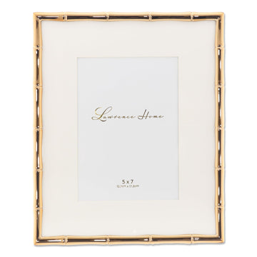 Bamboo Design Metal Frame, 8x10, Matted 5x7, Gold