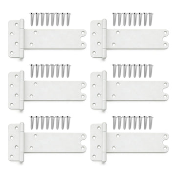 8 inch Gate Hinges, 300 Lbs Capacity, Matte White Hinges, 6 Pack Heavy Duty Door Hinge, T-Strap Shed Gate