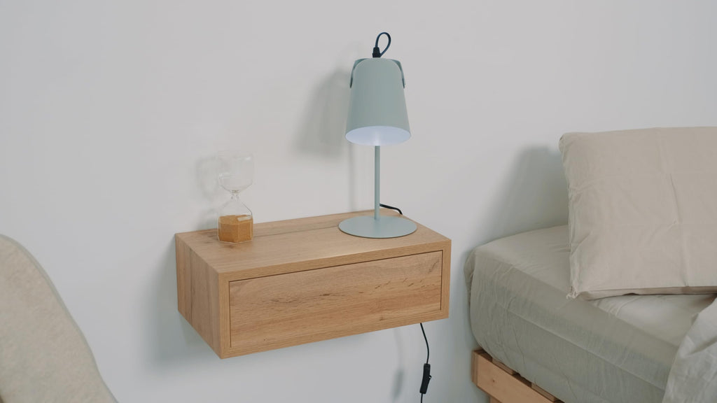 Riccardo Floating nightstand, Concrete Effect, Grey, Made in Italy