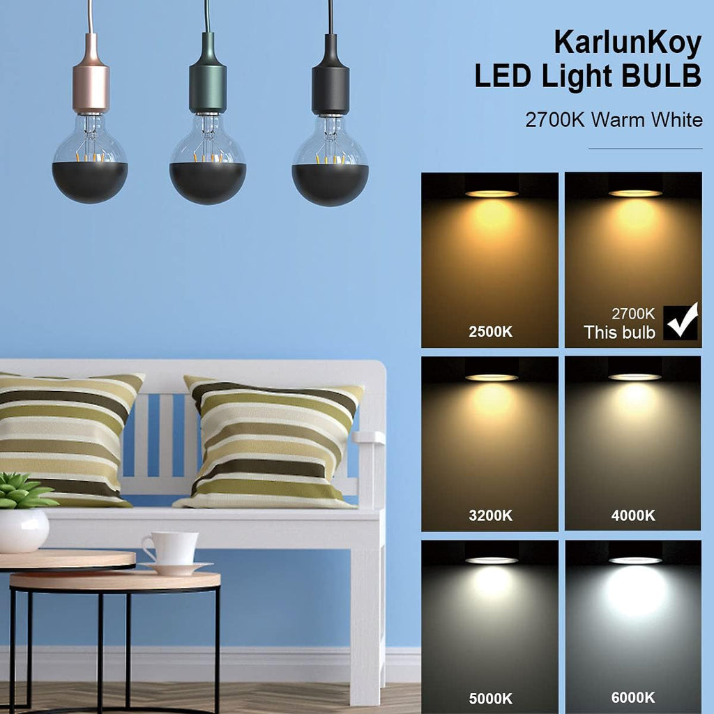 Half Chrome Light Bulb,6W Dimmable Half Black Glass,G25 Warm E26