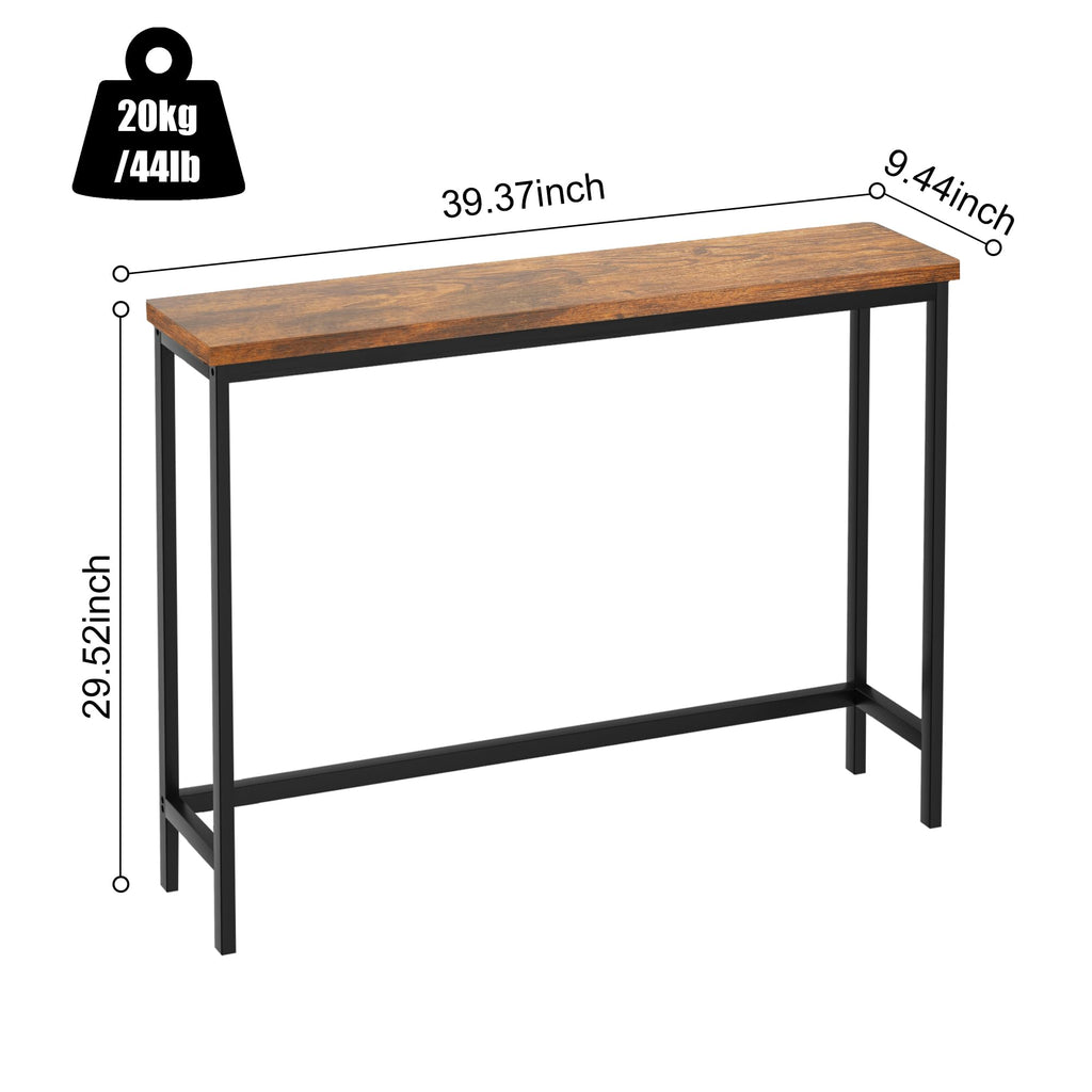 Console Table, Entryway Table, Narrow Sofa Table, 39" Hallway Table, Foyer, Rustic Brown and Black