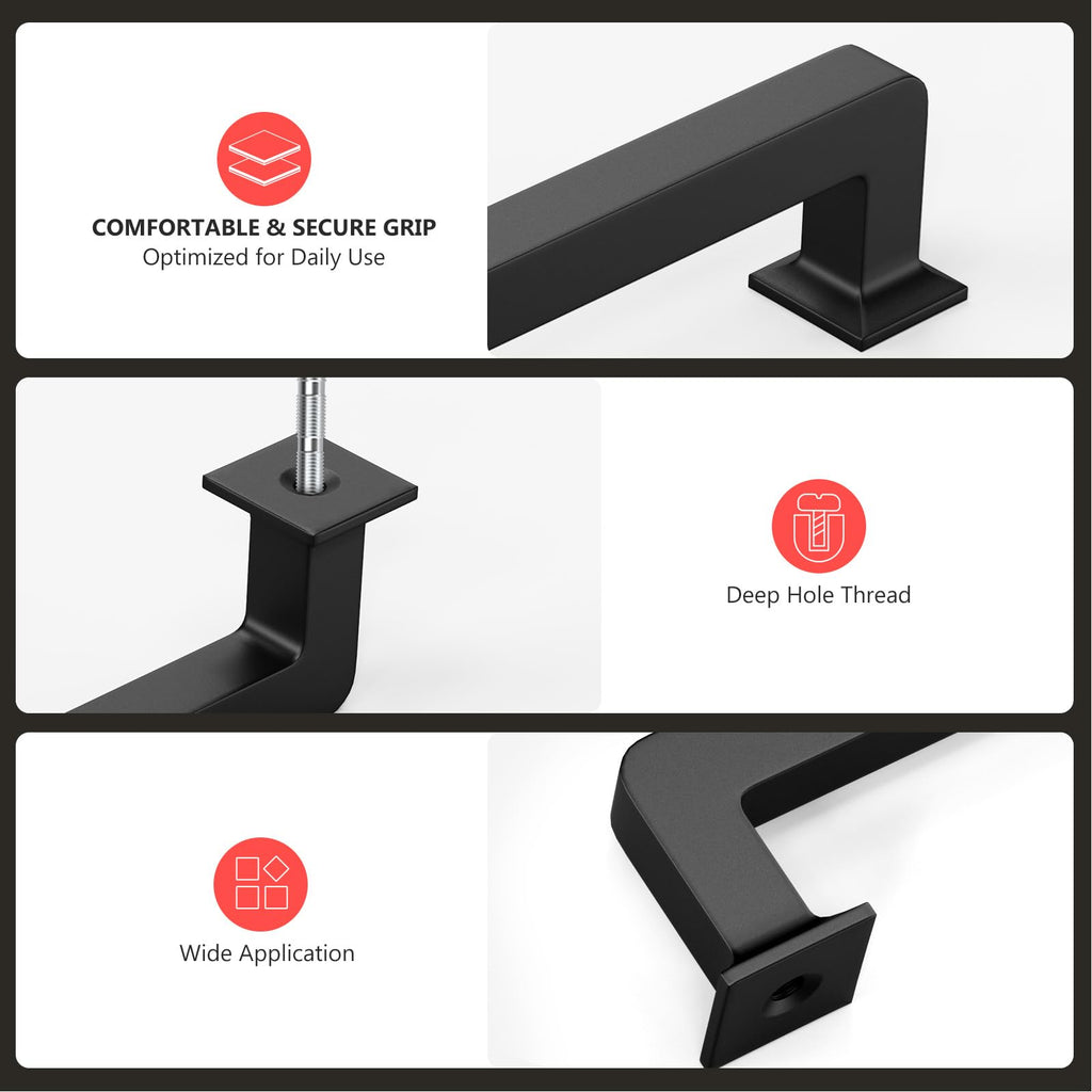 20 Pack 6-1/4 Inch Black Cabinet Handles, Solid Zinc Alloy Pulls