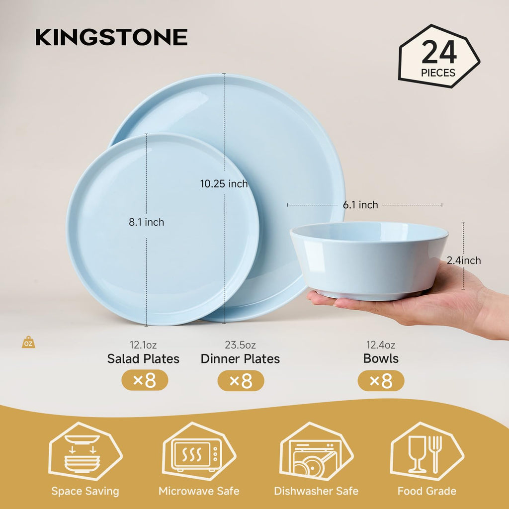 24-Piece Bone China Dinnerware Sets, Sky Blue