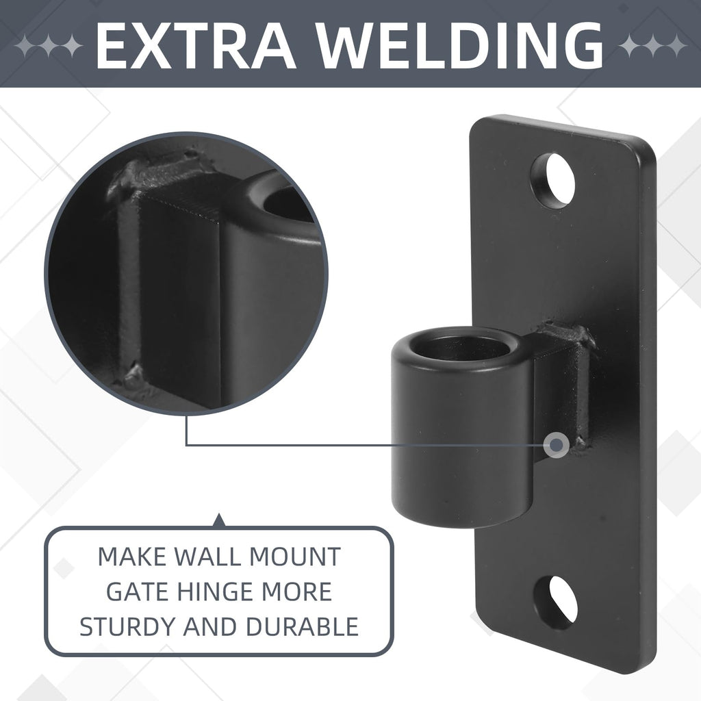 Gate Hinges, 4 Pack Steel Wall Mount Gate Hinge Fit 5/8'' Pin Fence Post Hinge, Heavy Duty Gate Hinges for Wooden or
