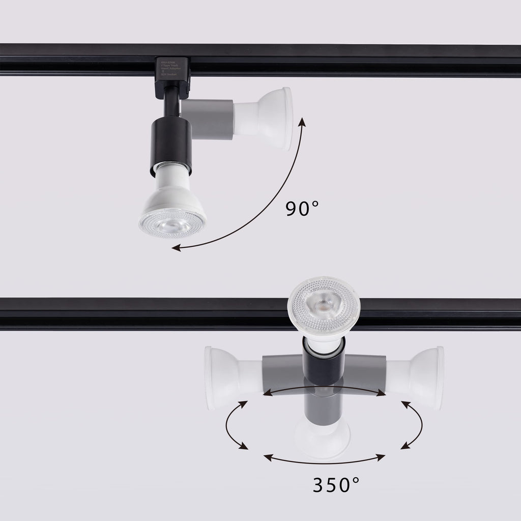 J Type Track Lighting Head to E26 Medium Screw Base Adapter Light Direction Adjustable Pack of 12 (Black)