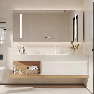Bathroom Vanity with Sink - Modern Bathroom Sink Cabinet and LED Intelligent defog Mirror Cabinet Set