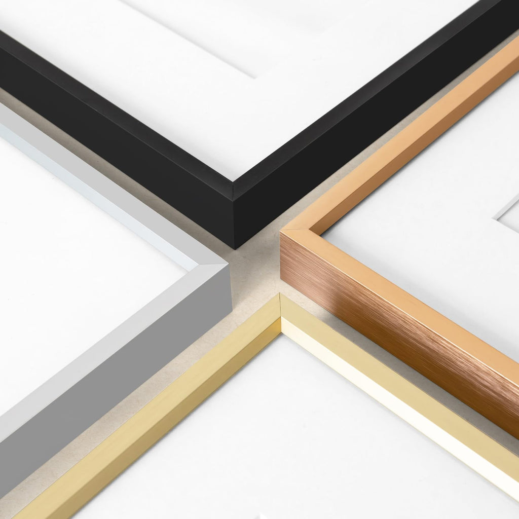 11x14 Gold Aluminum Frame, Real Glass, Mat Fits 8x10
