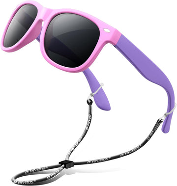 Kids Sunglasses Polarized UV400 TPE with Strap for Boys Girls RBK004