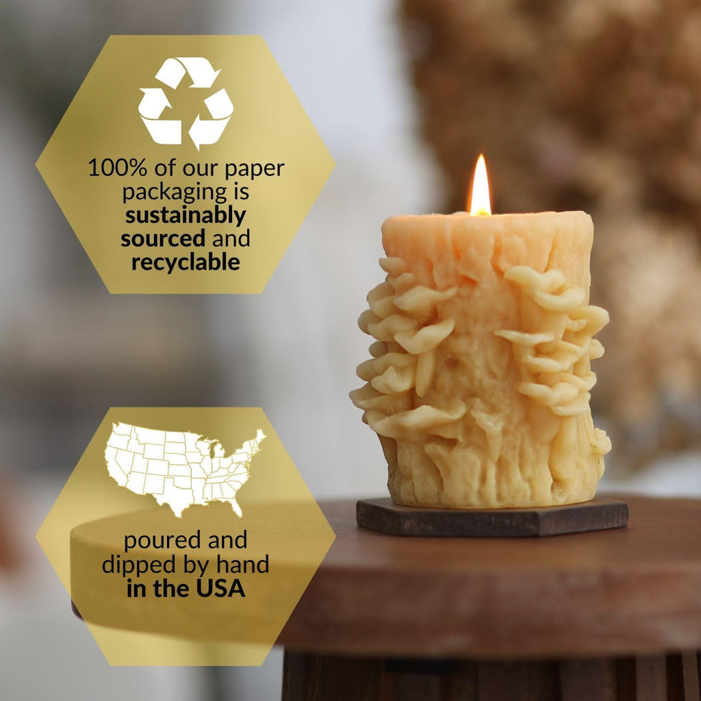 Beeswax Oyster Mushroom Candle, 4 x 3.25in
