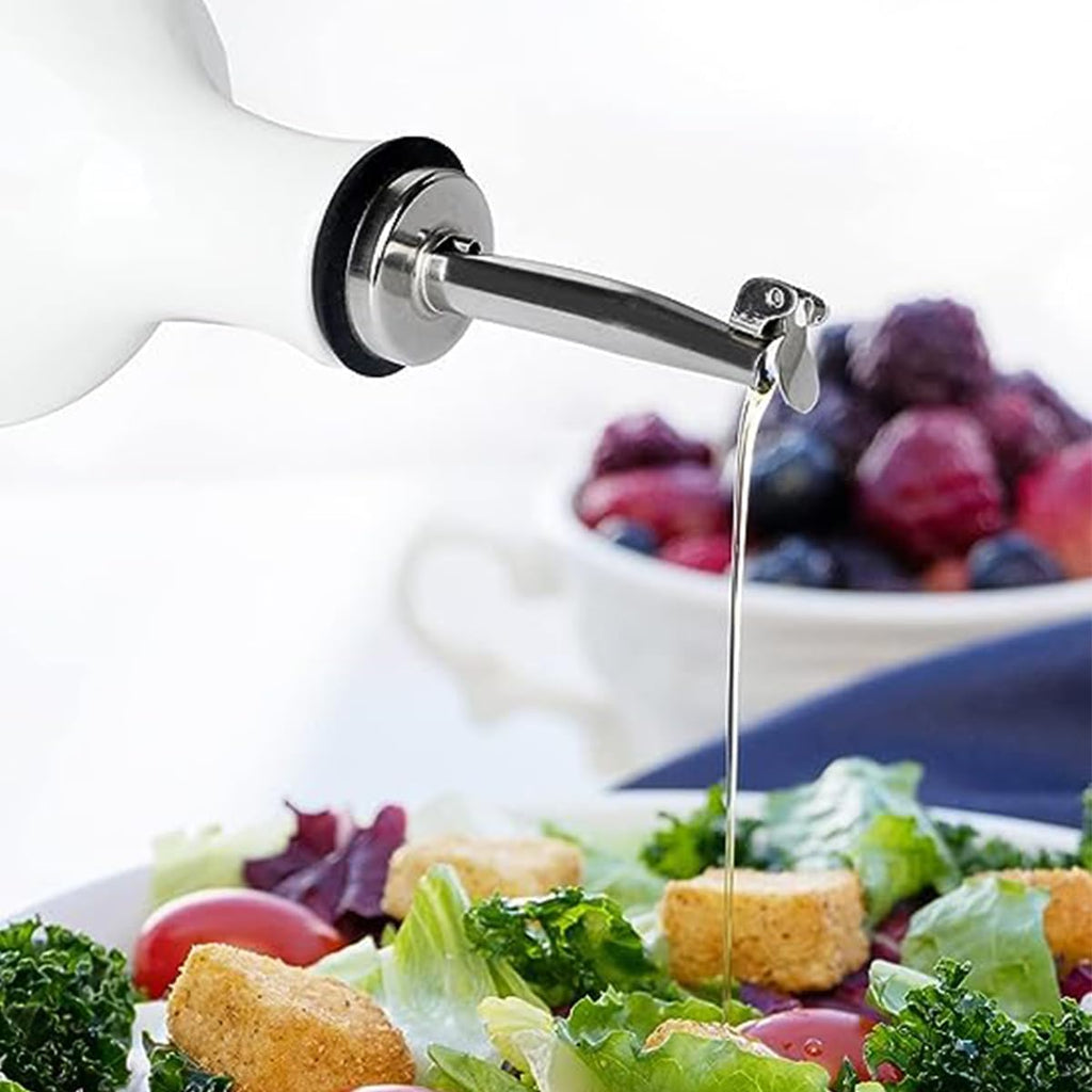 OZ Ceramic Oil and Vinegar Dispenser Bottle Set (White) - Set of 2