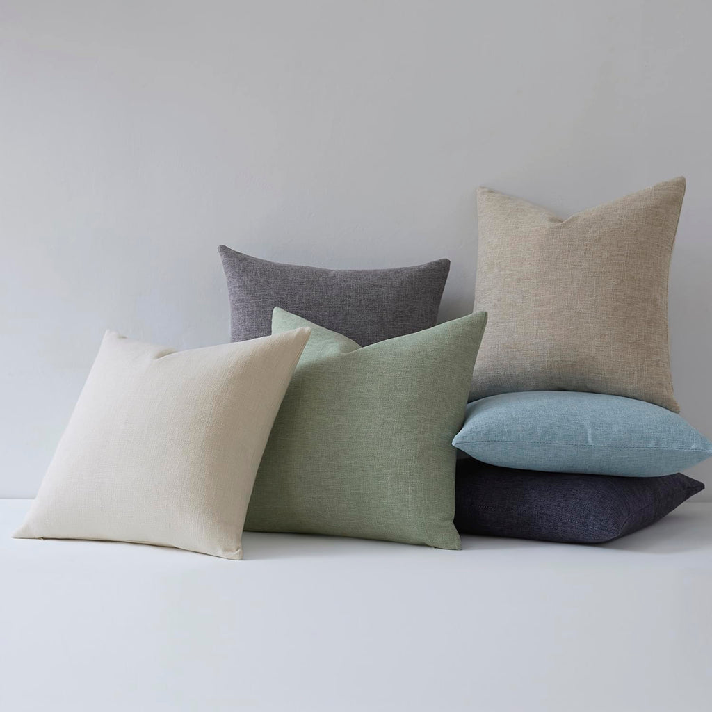 Set of 2 Sky Blue Throw Pillow Covers 20x20, Coastal Linen Blend Decorative Pillow Covers for Couch Sofa Bed, Beach