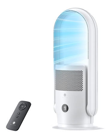 Bladeless Tower Fan and Air Purifier Combo, Quiet Oscillating Fan with Remote & Touch Control, 9 Speeds, 8H Timer