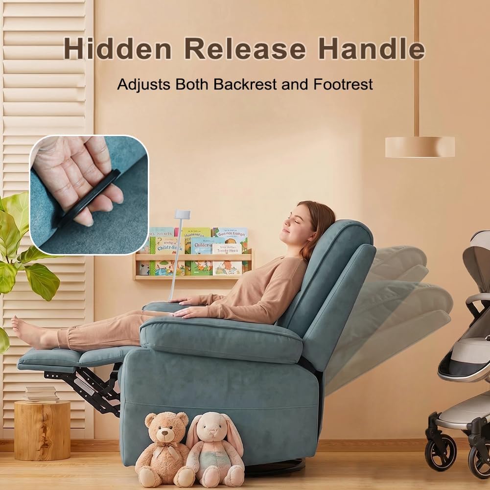 Swivel Rocker Recliner Chair, 360°Swivel Reclining Chair | Oversize, Cloud Comfort, Plush Upholstered Accent Chair