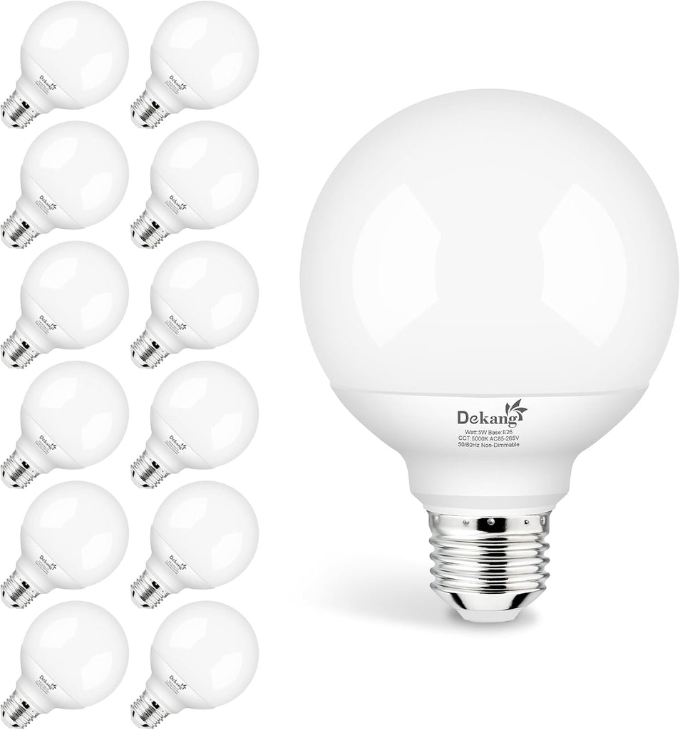 12 Pack LED Globe Light Bulbs 5000K Daylight E26 Base 60W Equivalent
