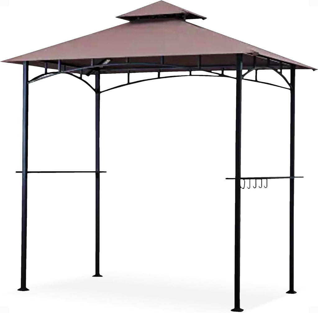 Four Seasons Courtyard BBQ Grill Gazebo with LED Lights, 2 Glass Shelves
