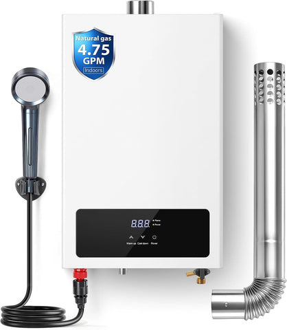 Natural Gas Tankless Water Heater, 4.75GPM 102, 000BTU Instant Hot Water Heater