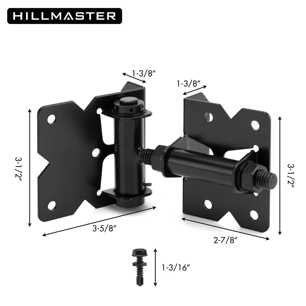 2 Pack Self Closing Gate Hinges for Wooden Fences Heavy Duty Solid Vinyl Fence Gate Closer Hinges with 22 Screws