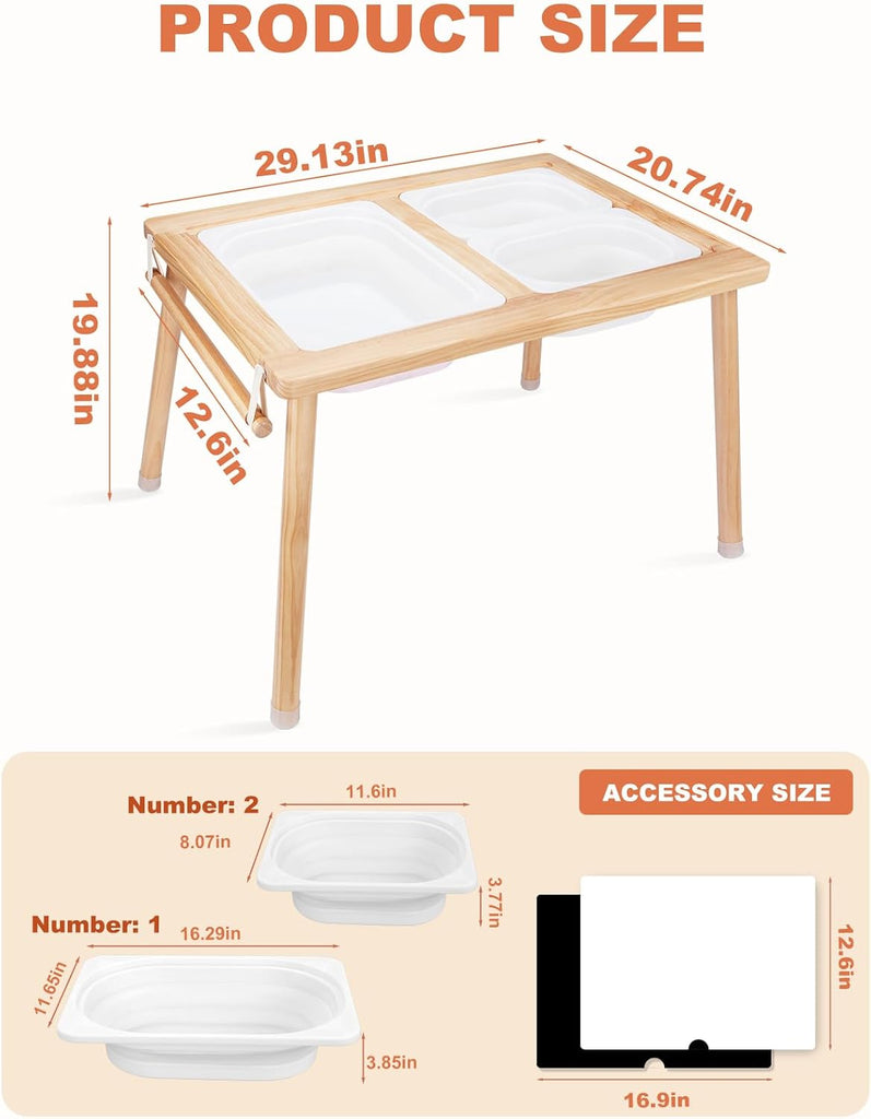 Kids Sensory Table,Sensory Activity Table with Paper Roll Stick & Double-Side Board,Toddler Play Sand Table with 3