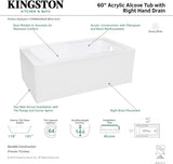 VTAM6032R22S 60-Inch Acrylic 2-Wall Corner Alcove Tub with Corner Apron, Right Hand Drain Hole, White