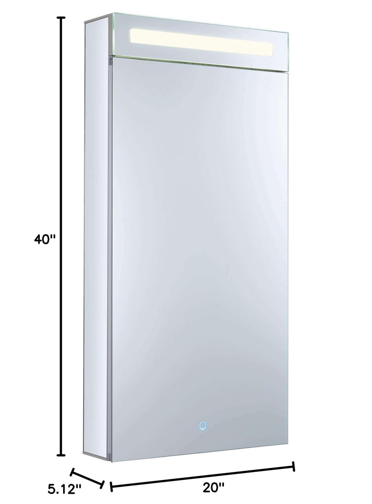 20" x 40" Bathroom Medicine Cabinet, Aluminum Bathroom Vanity, Recessed Medicine Cabinet, Surface Mount, Right Hand