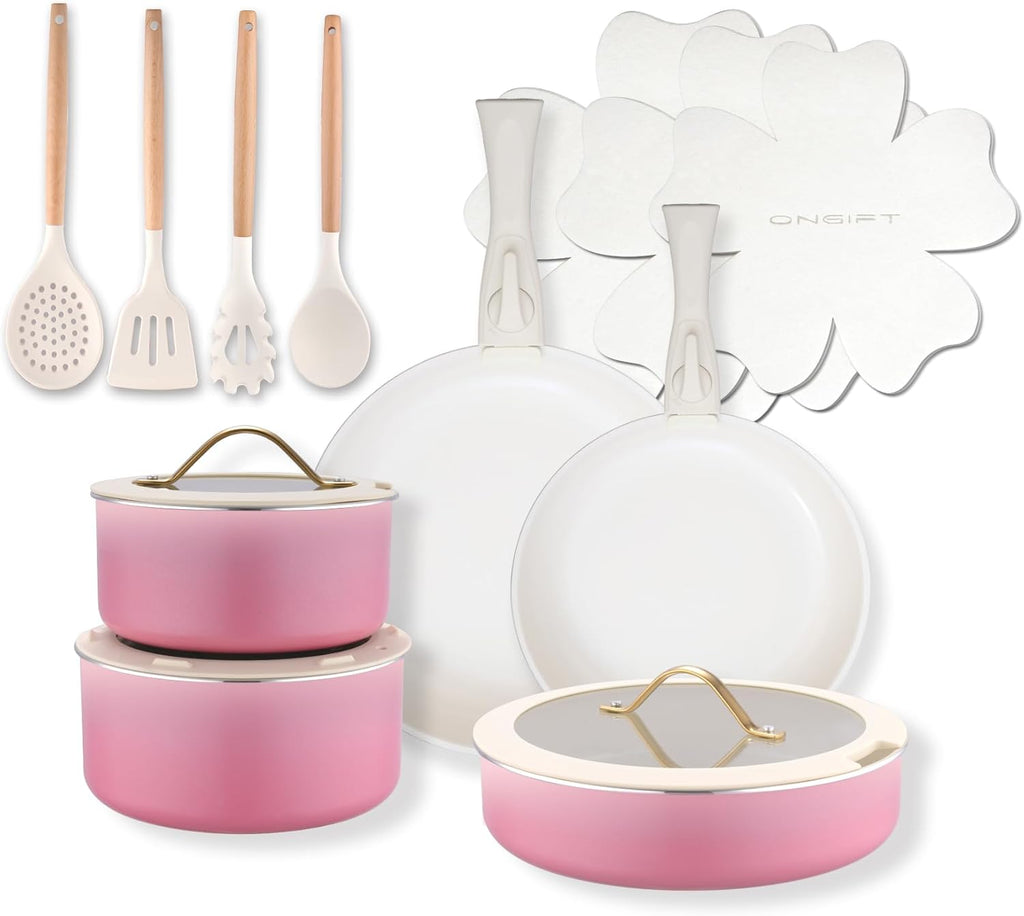 20pcs Ceramic Cookware Set Nonstick, Detachable Handle Pots and Pans Set, Non Toxic,No PFAS & PTFE & PFOA