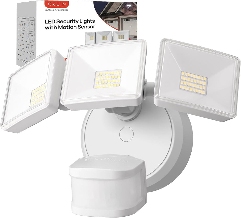 42W 6500LM Motion Sensor Outdoor Flood Light, Hardwired LED Security Light, 4 Lighting Modes, Dual PIR 240°